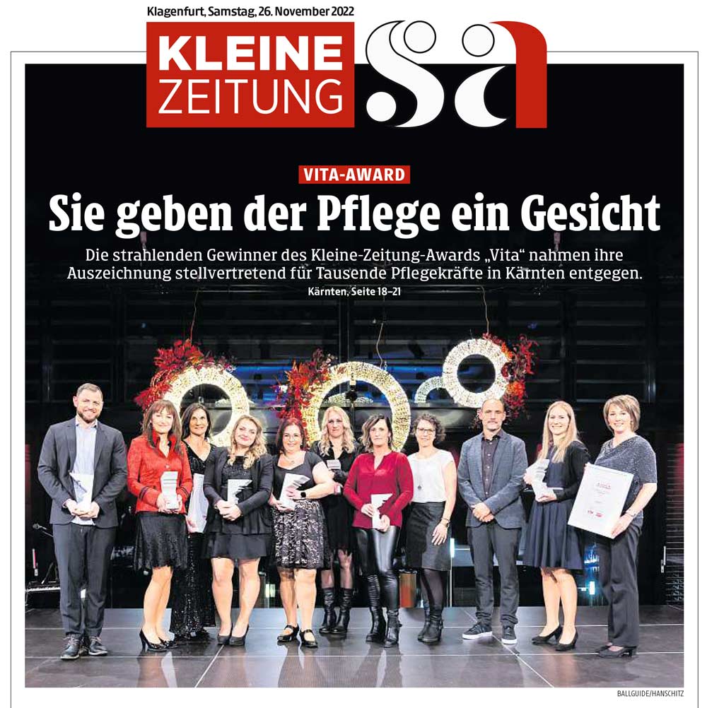 Titelbild der Kleinen Zeitung, VITA-Award